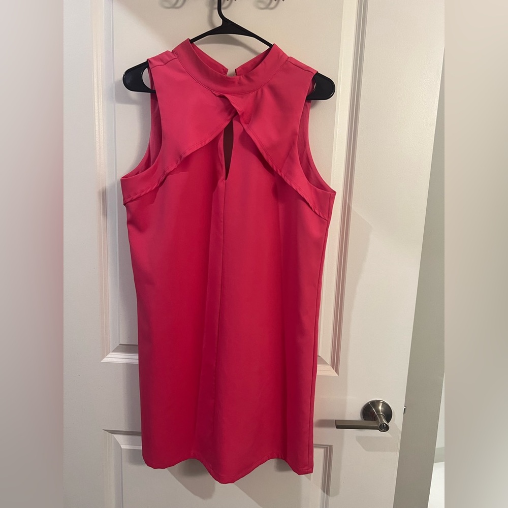 Hot pink strapless dress